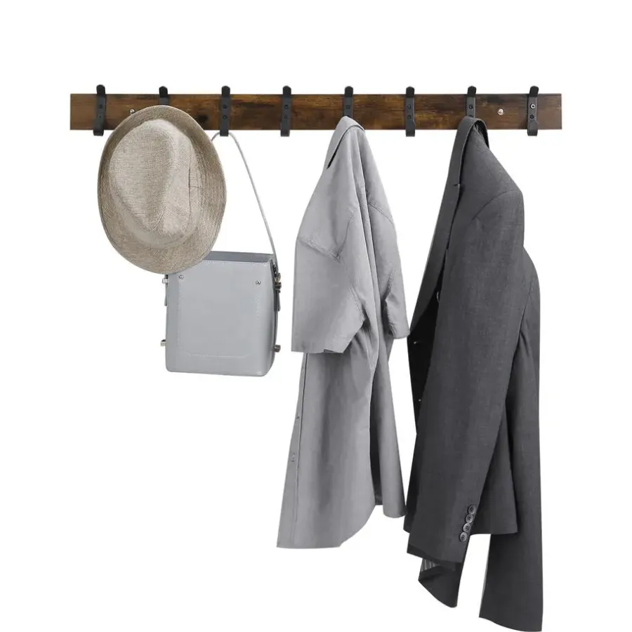 Kapstokken-ACAZA Lange Muur Kapstok - Retro School Kapstok - Bruin - 88 cm Lang