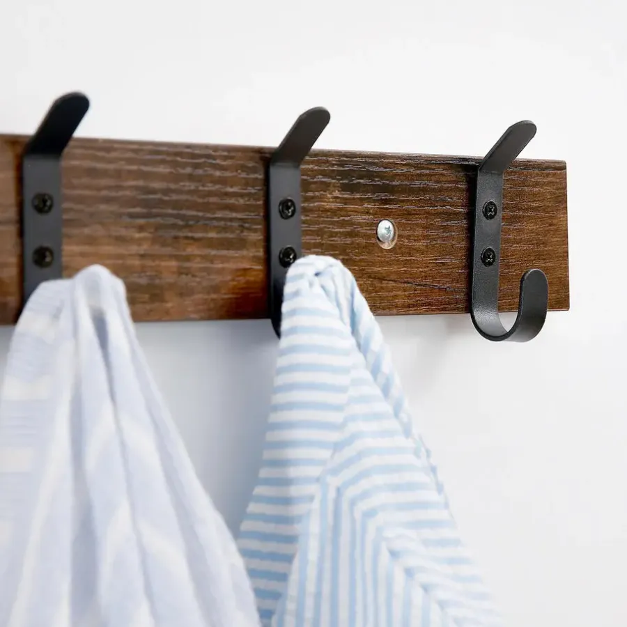 Kapstokken-ACAZA Lange Muur Kapstok - Retro School Kapstok - Bruin - 88 cm Lang