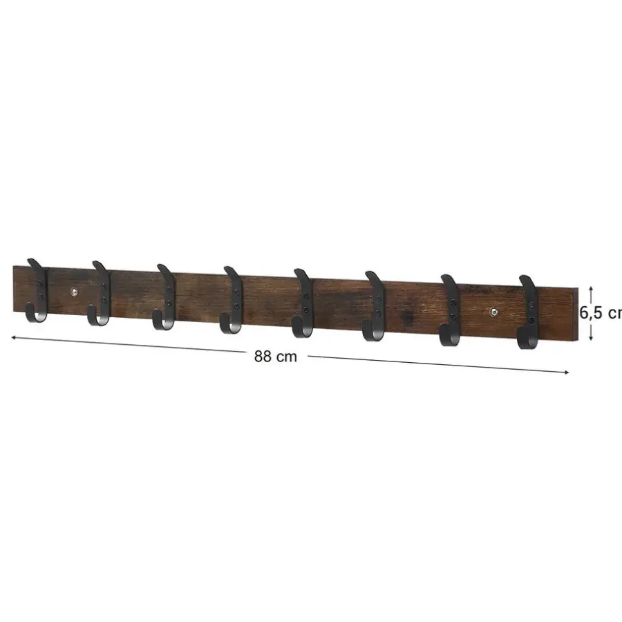 Kapstokken-ACAZA Lange Muur Kapstok - Retro School Kapstok - Bruin - 88 cm Lang