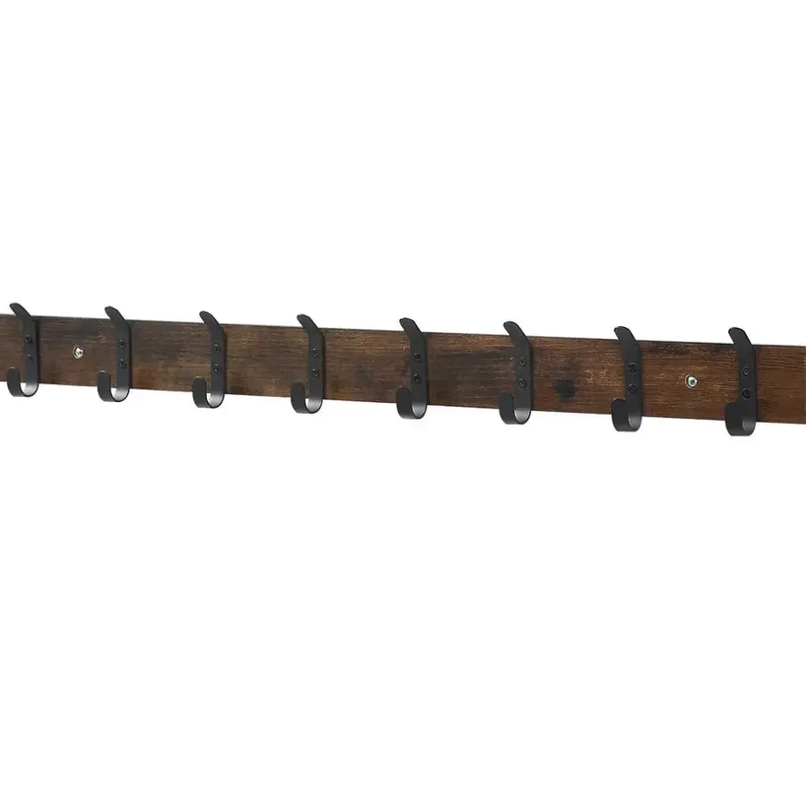 Kapstokken-ACAZA Lange Muur Kapstok - Retro School Kapstok - Bruin - 88 cm Lang