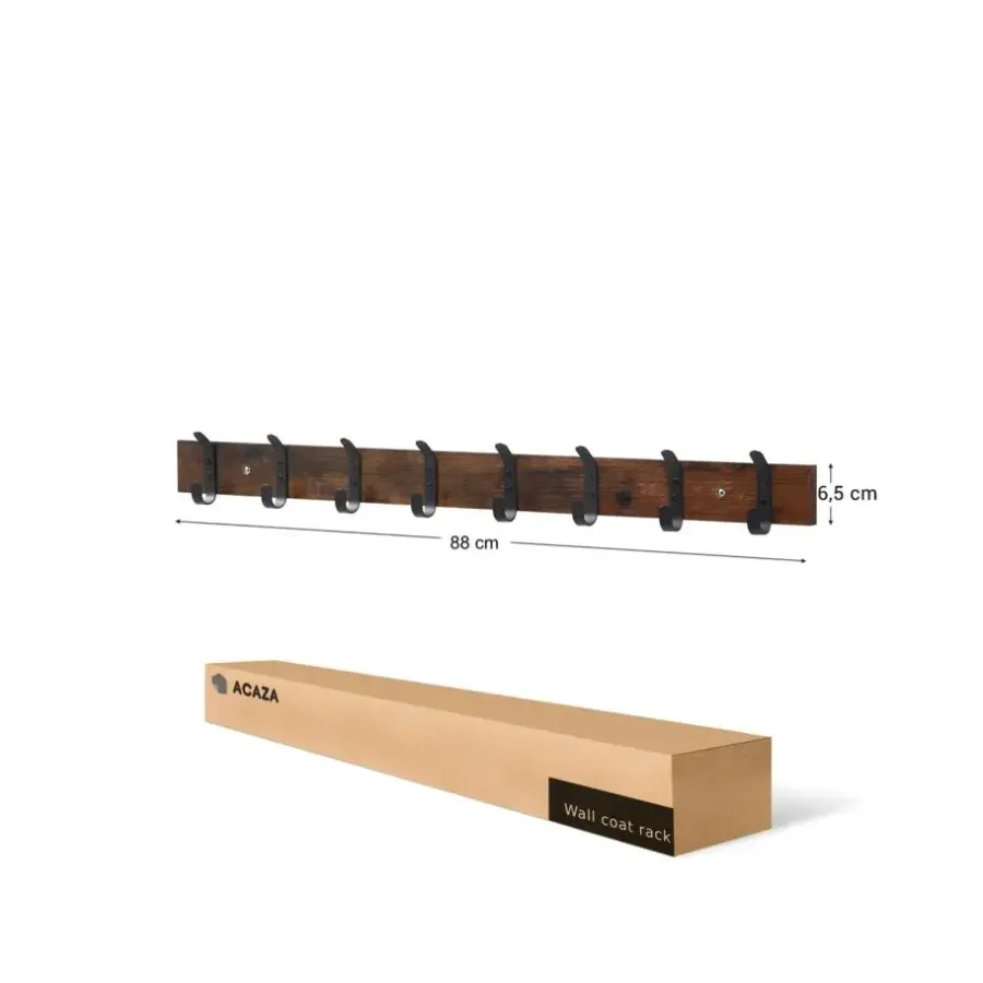 Kapstokken-ACAZA Lange Muur Kapstok - Retro School Kapstok - Bruin - 88 cm Lang