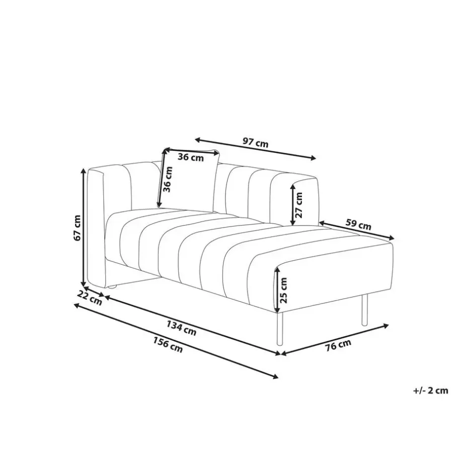Loveseats-Beliani LANNILS - Chaise longue - Beige - Linkszijdig - Fluweel