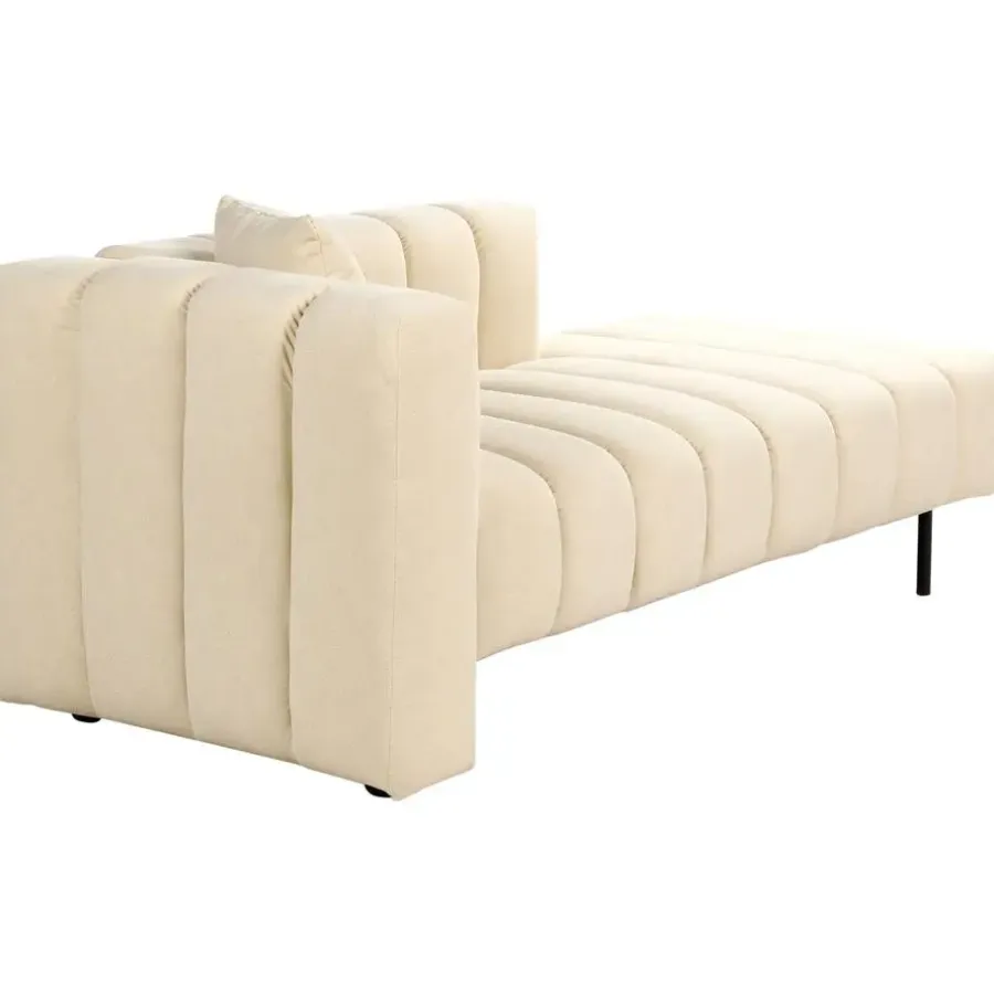Loveseats-Beliani LANNILS - Chaise longue - Beige - Linkszijdig - Fluweel