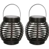 Merkloos Lantaarn - 2 stuks - solar - tuinverlichting - zwart - 14 cm