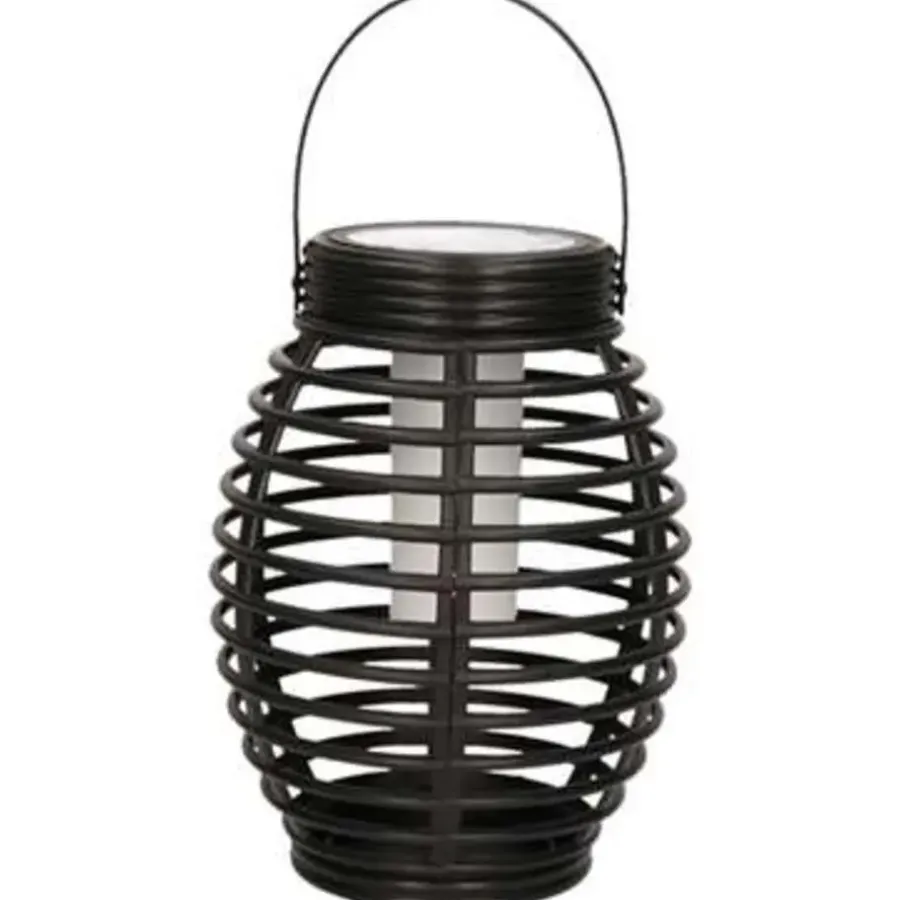 Merkloos Lantaarn - 2 stuks - solar - tuinverlichting - zwart - 19 cm