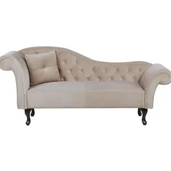Loveseats-Beliani LATTES - Chaise longue - Beige - Linkerzijde - Fluweel