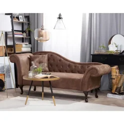 Loveseats-Beliani LATTES - Chaise longue - Bruin - Linkerzijde - Kunstsuède