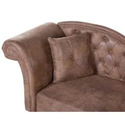 Loveseats-Beliani LATTES - Chaise longue - Bruin - Linkerzijde - Kunstsuède