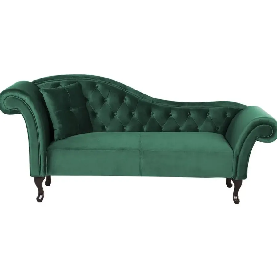 Loveseats-Beliani LATTES - Chaise longue - Groen - Linkerzijde - Fluweel