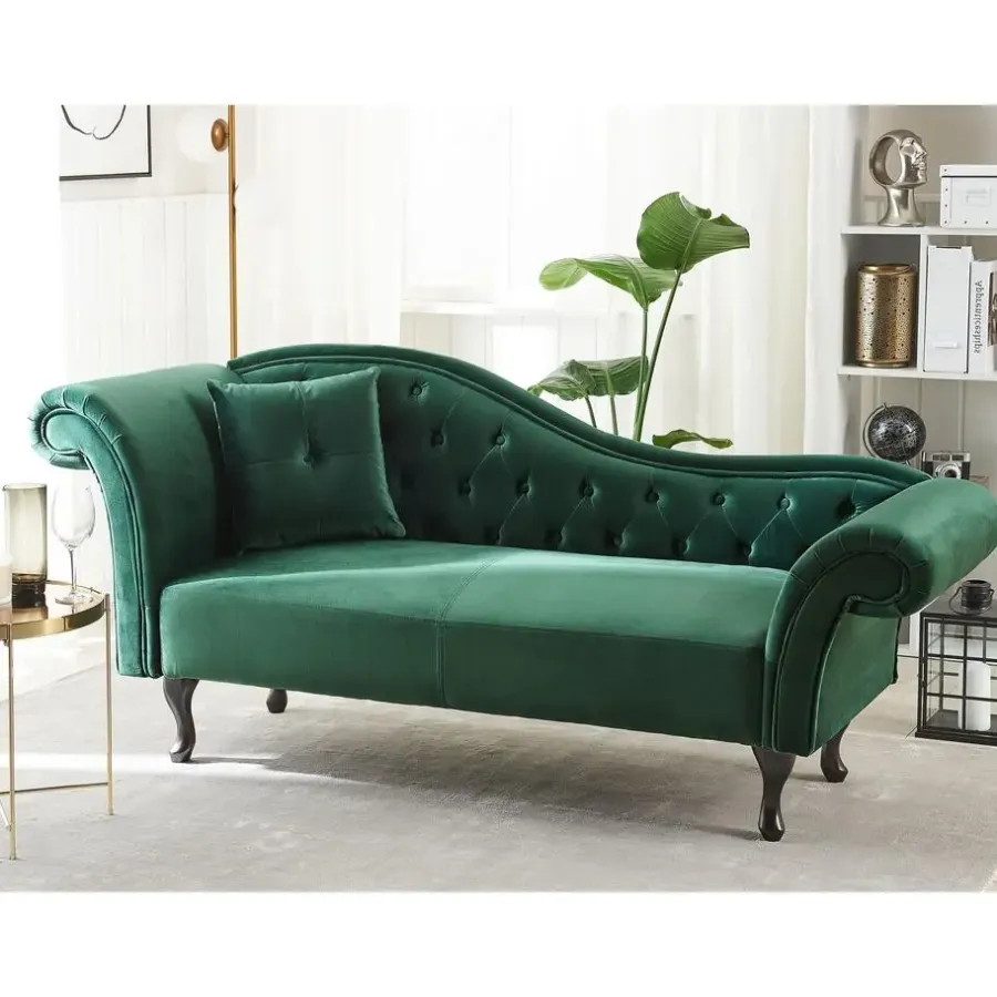 Loveseats-Beliani LATTES - Chaise longue - Groen - Linkerzijde - Fluweel