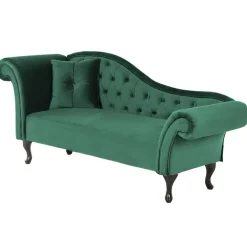 Loveseats-Beliani LATTES - Chaise longue - Groen - Linkerzijde - Fluweel