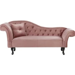 Beliani LATTES - Chaise longue - Roze - Linkerzijde - Fluweel