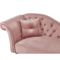 Beliani LATTES - Chaise longue - Roze - Linkerzijde - Fluweel