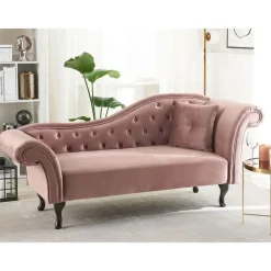 Loveseats-Beliani LATTES - Chaise longue - Roze - Rechterzijde - Fluweel