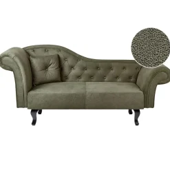 Loveseats-Beliani LATTES II - Chaise longue - Olijfgroen - Linkerzijde - Fluweel