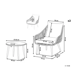Bistro- & Balkonsets-Beliani LAURETO - Bistroset voor 2 - Grijs - PE rotan