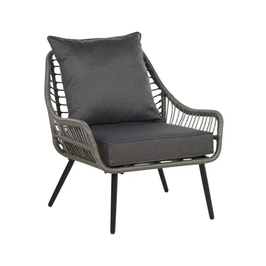 Bistro- & Balkonsets-Beliani LAURETO - Bistroset voor 2 - Grijs - PE rotan