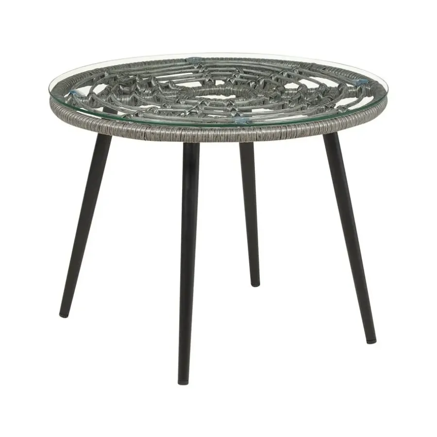 Bistro- & Balkonsets-Beliani LAURETO - Bistroset voor 2 - Grijs - PE rotan