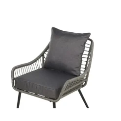 Bistro- & Balkonsets-Beliani LAURETO - Bistroset voor 2 - Grijs - PE rotan
