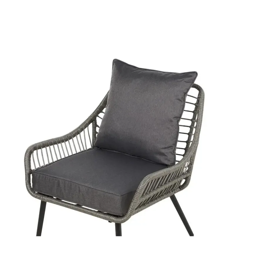 Bistro- & Balkonsets-Beliani LAURETO - Bistroset voor 2 - Grijs - PE rotan