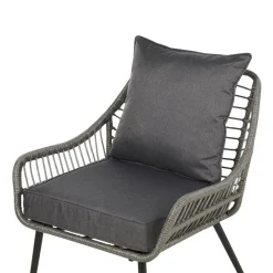 Bistro- & Balkonsets-Beliani LAURETO - Bistroset voor 2 - Grijs - PE rotan