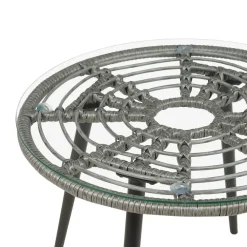Bistro- & Balkonsets-Beliani LAURETO - Bistroset voor 2 - Grijs - PE rotan
