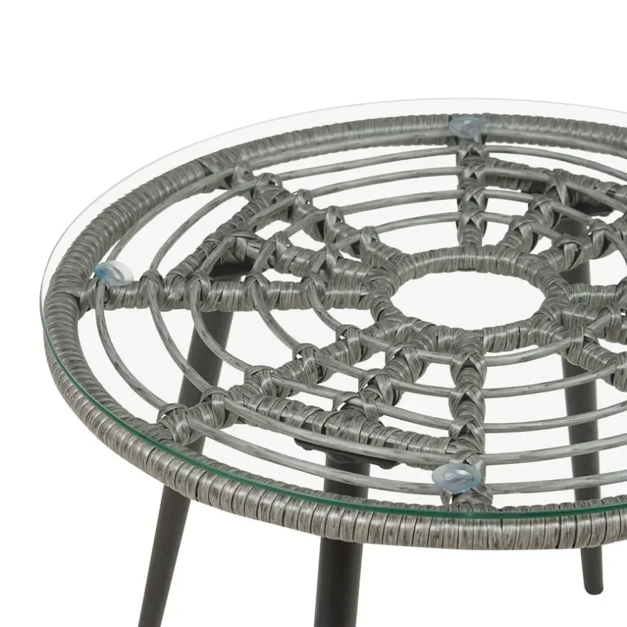 Bistro- & Balkonsets-Beliani LAURETO - Bistroset voor 2 - Grijs - PE rotan