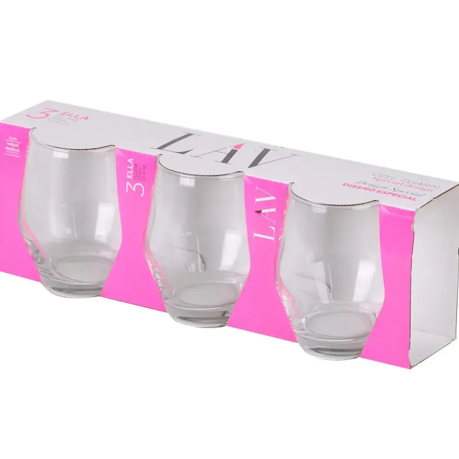 LAV Waterglazen Ella - transparant glas - 3x stuks - 370 ml