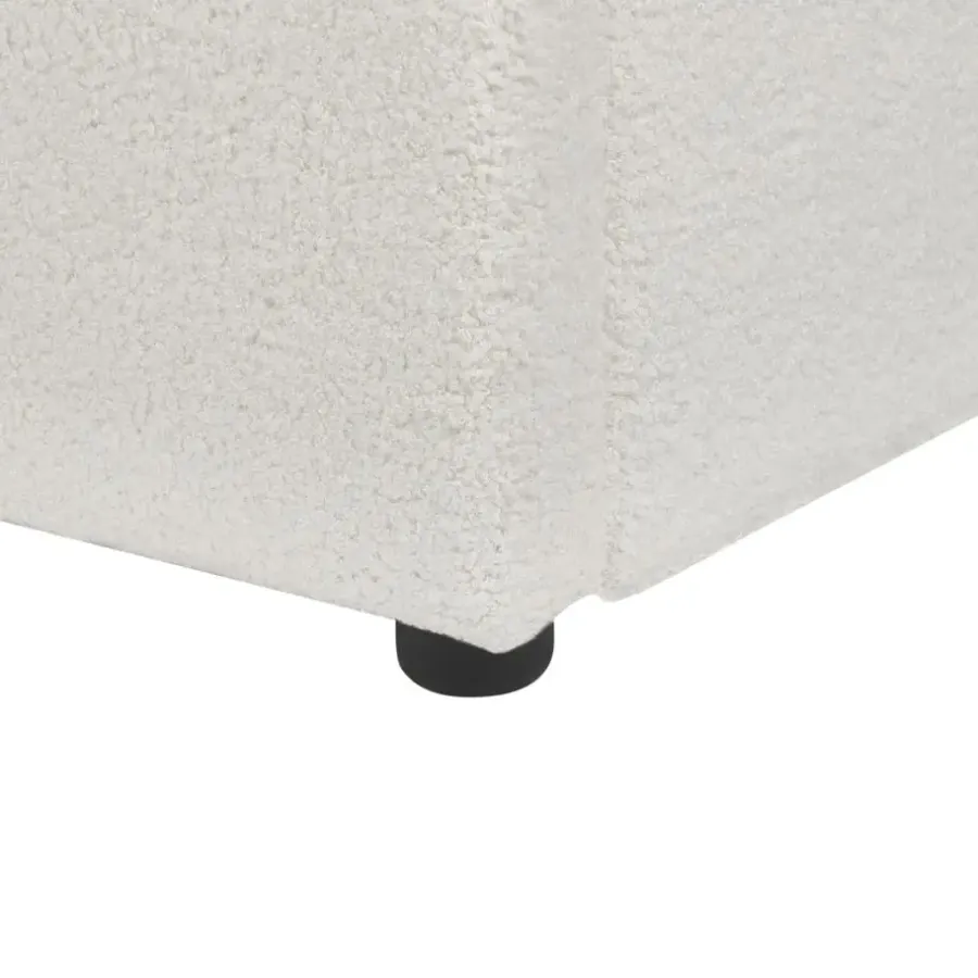 2-Persoons Bedden-Beliani LAVAUR - Bed met opbergruimte - Off-white - 160 x 200 cm - Bouclé