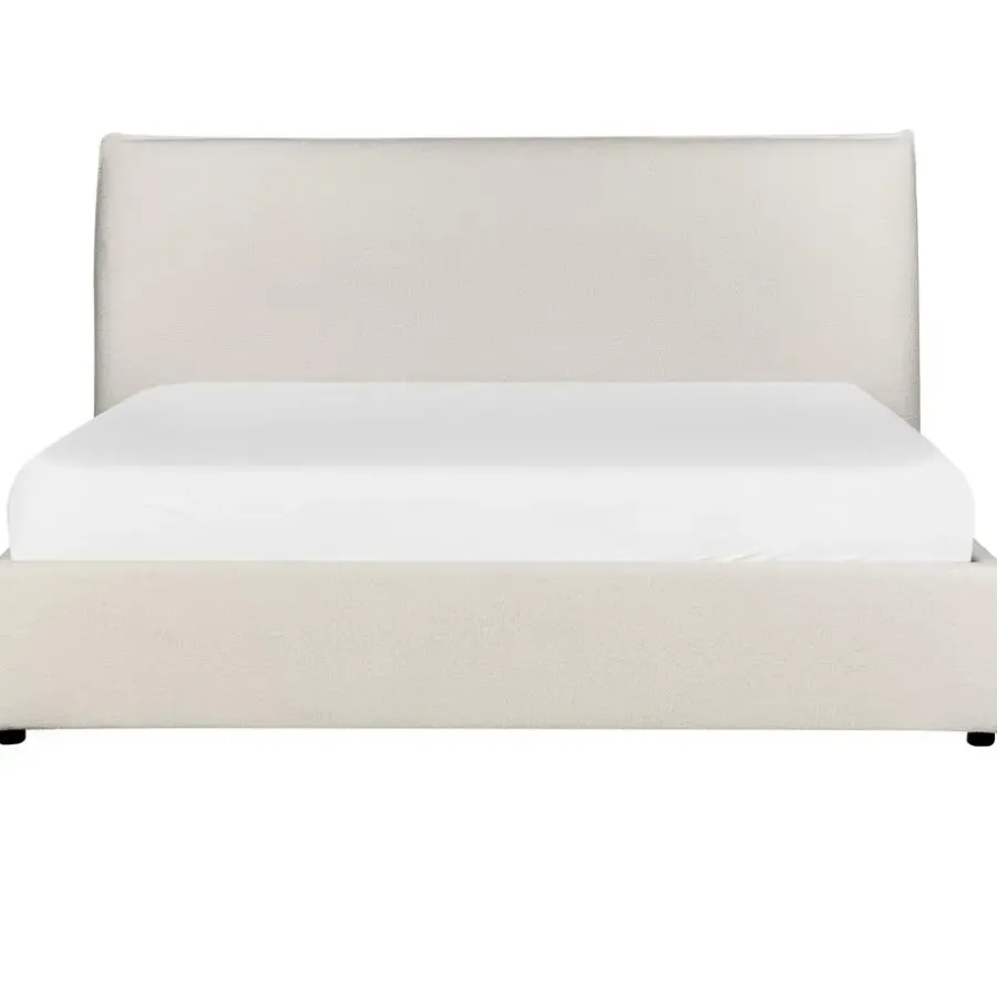 2-Persoons Bedden-Beliani LAVAUR - Bed met opbergruimte - Off-white - 160 x 200 cm - Bouclé