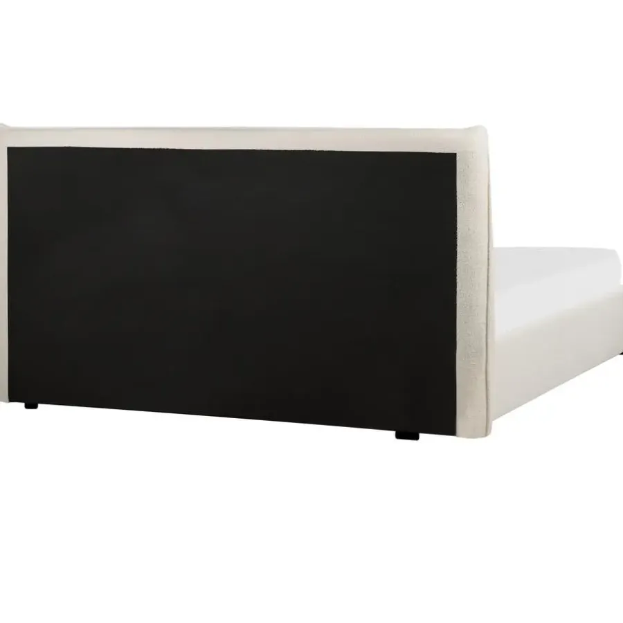 2-Persoons Bedden-Beliani LAVAUR - Bed met opbergruimte - Off-white - 160 x 200 cm - Bouclé