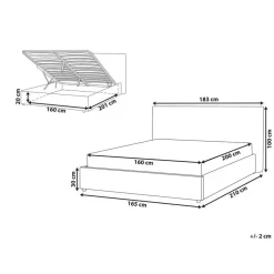2-Persoons Bedden-Beliani LAVAUR - Bed met opbergruimte - Taupe - 160 x 200 cm - Fluweel