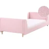 1-Persoons Bedden-Beliani LAYE - Kinderbed - Roze - 90 x 200 cm - Bouclé