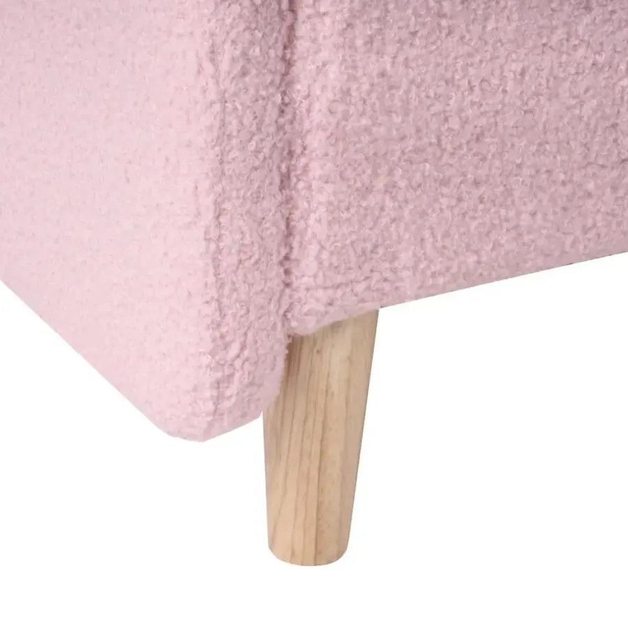 1-Persoons Bedden-Beliani LAYE - Kinderbed - Roze - 90 x 200 cm - Bouclé