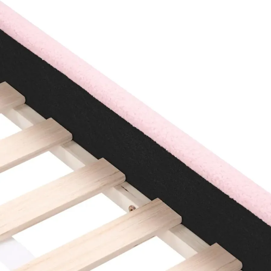 1-Persoons Bedden-Beliani LAYE - Kinderbed - Roze - 90 x 200 cm - Bouclé