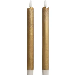 Leen Bakker LED dinerkaarsen goudkleurig 25 cm - 2 stuks