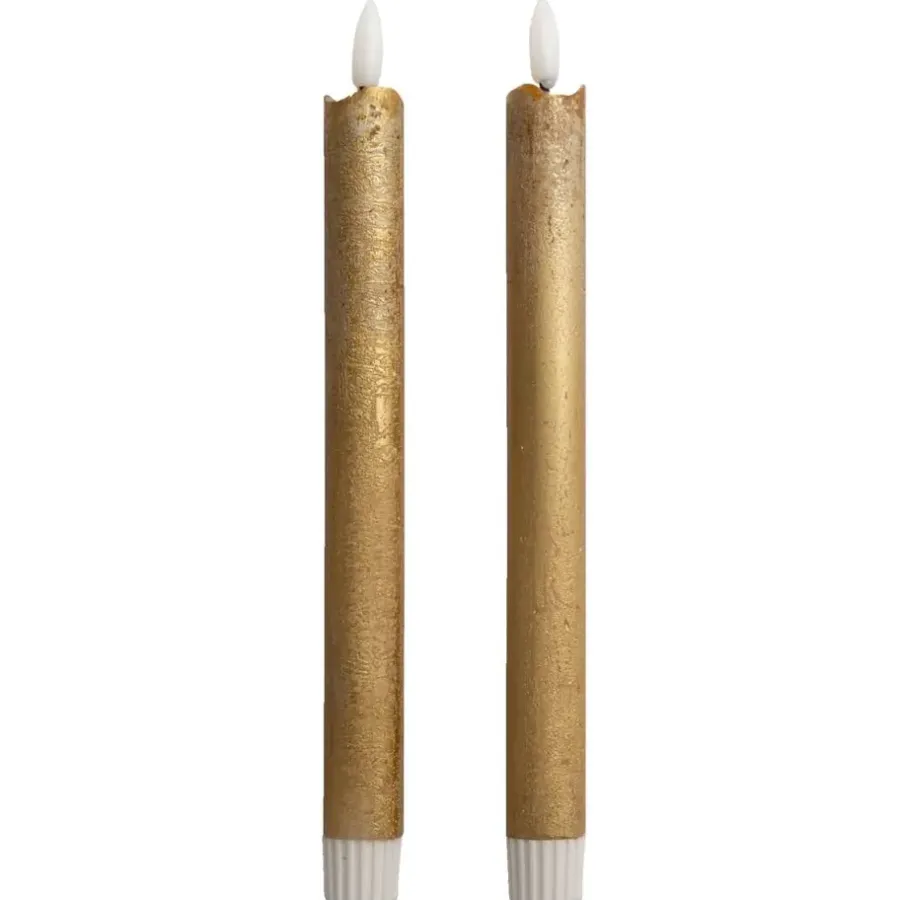 Leen Bakker LED dinerkaarsen goudkleurig 25 cm - 2 stuks