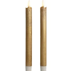 Leen Bakker LED dinerkaarsen goudkleurig 25 cm - 2 stuks