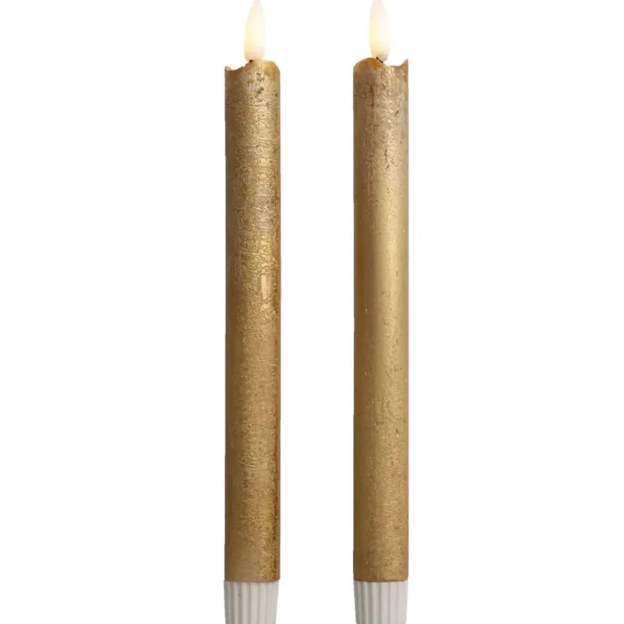 Leen Bakker LED dinerkaarsen goudkleurig 25 cm - 2 stuks