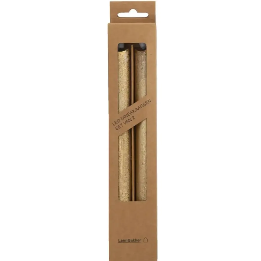 Leen Bakker LED dinerkaarsen goudkleurig 25 cm - 2 stuks