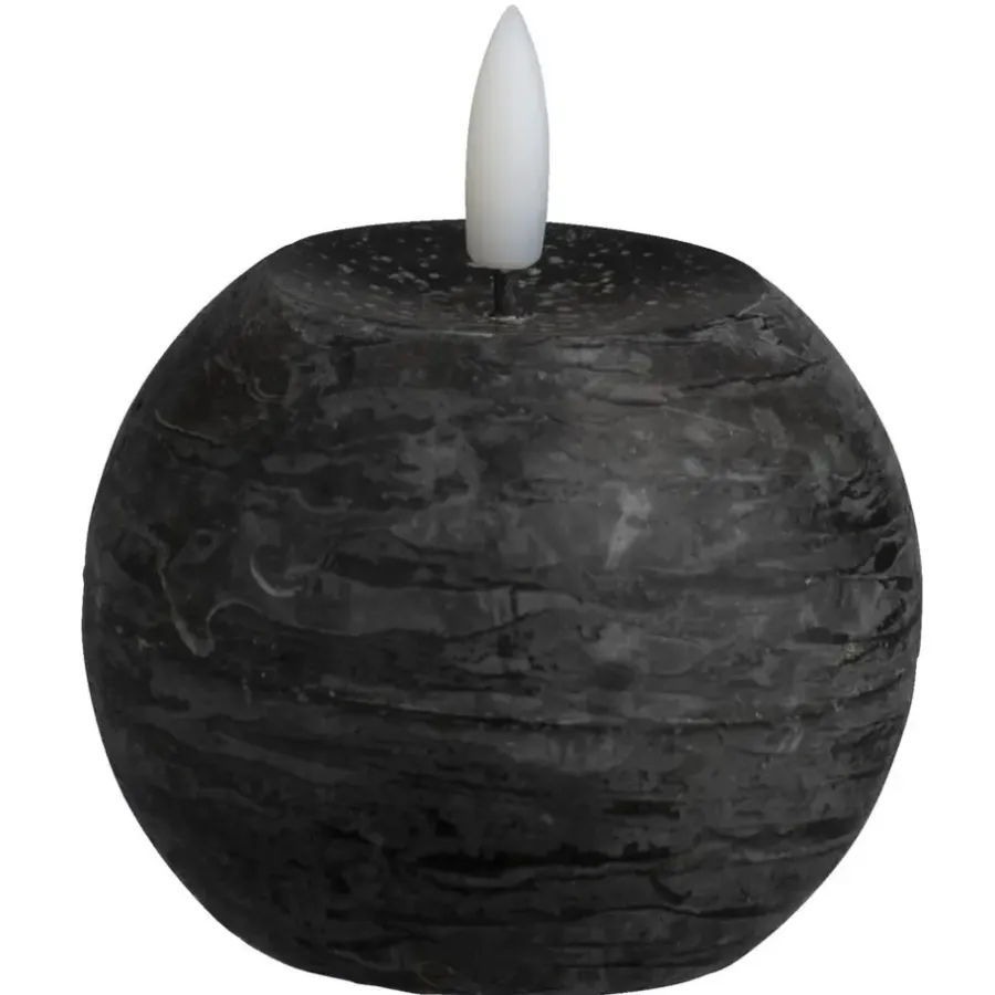 Kaarsen-Leen Bakker LED kaars Bal - zwart - Ø8 cm