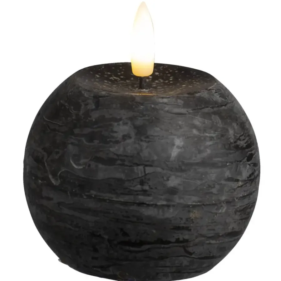 Kaarsen-Leen Bakker LED kaars Bal - zwart - Ø8 cm