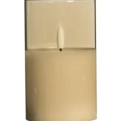 Kaarsen-Leen Bakker Led kaars in glas - goudkleurig - 12,5xØ7,5 cm
