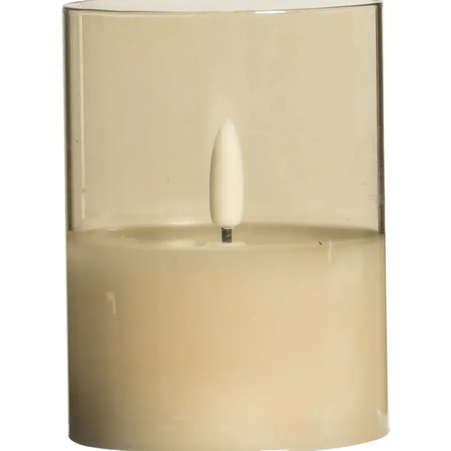 Leen Bakker Led kaars in glas - goudkleurig - 10xØ7,5 cm