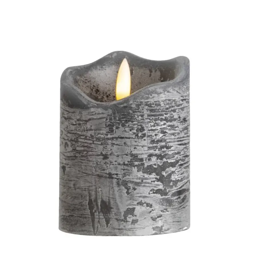 Leen Bakker LED Kaars Rustiek - donkergrijs - 10xØ7,6 cm