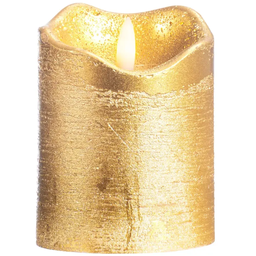 Leen Bakker LED Kaars Rustiek - goud - 10xØ7,6 cm