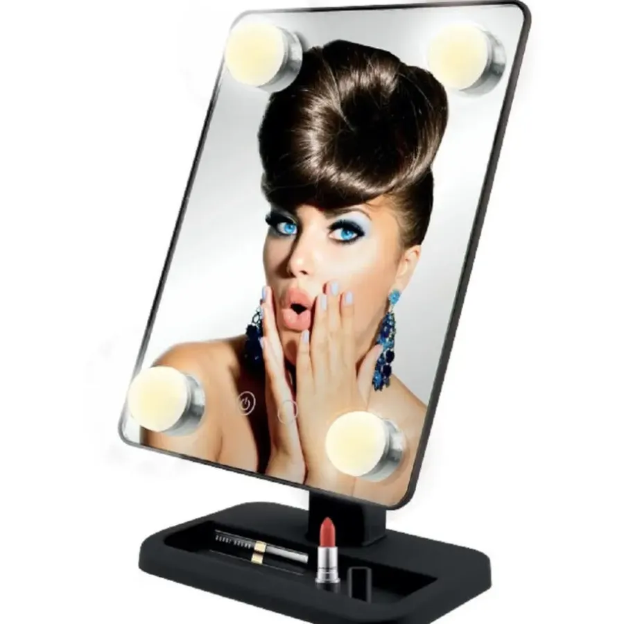Spiegels-Benson Care LED Make-up spiegel - zwart - 30 x 18 cm - Hollywood style