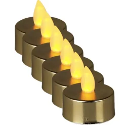 Kaarsen-Merkloos LED theelichtjes/waxinelichtjes - 6x - goud - 4 cm
