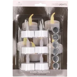 Kaarsen-Anna's Collection LED waxinelichtjes gele vlam 6x stuks