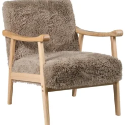 Leen Bakker LEKNES - Fauteuil - Taupe - Kunstbont